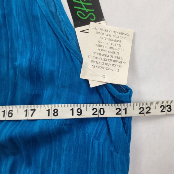 C.M Shapes Women's Maxi Dress Sleeveless Teal Embroidered Design Size 1x NWT - Picture 3 of 6